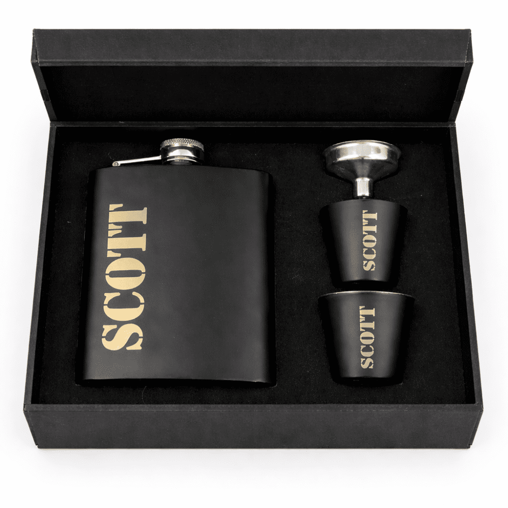 8ozHipFlaskSet14 Laser Engraving : 8oz Matte Black Hip Flask Set (with option for us to engrave)
