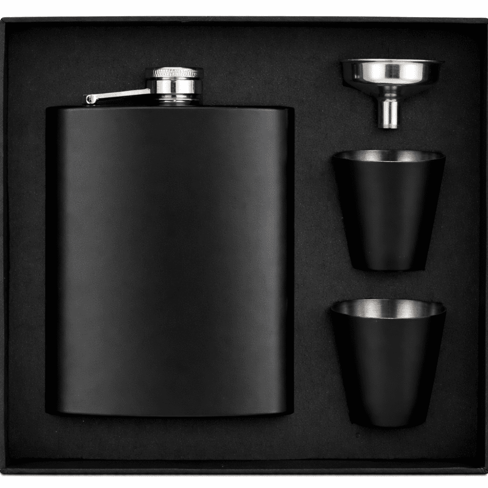 8ozHipFlaskSet17 Laser Engraving : 8oz Matte Black Hip Flask Set (with option for us to engrave)
