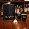8ozHipFlaskSet6 Laser Engraving : 8oz Matte Black Hip Flask Set (with option for us to engrave)