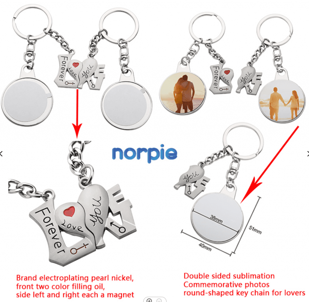Sublimation Blanks : Double Magnet Keyring Set