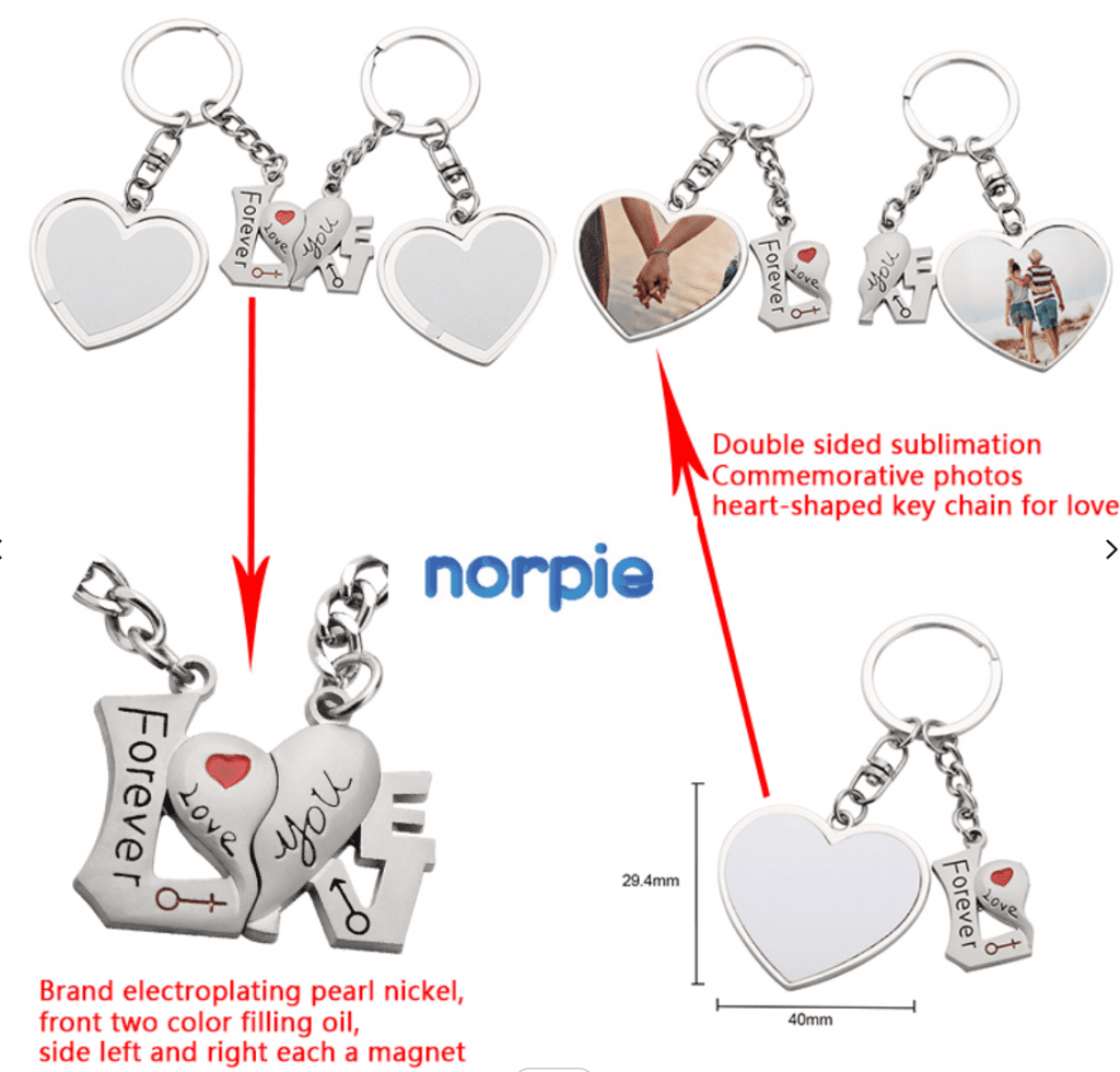 Sublimation Blanks : Double Magnet Keyring Set