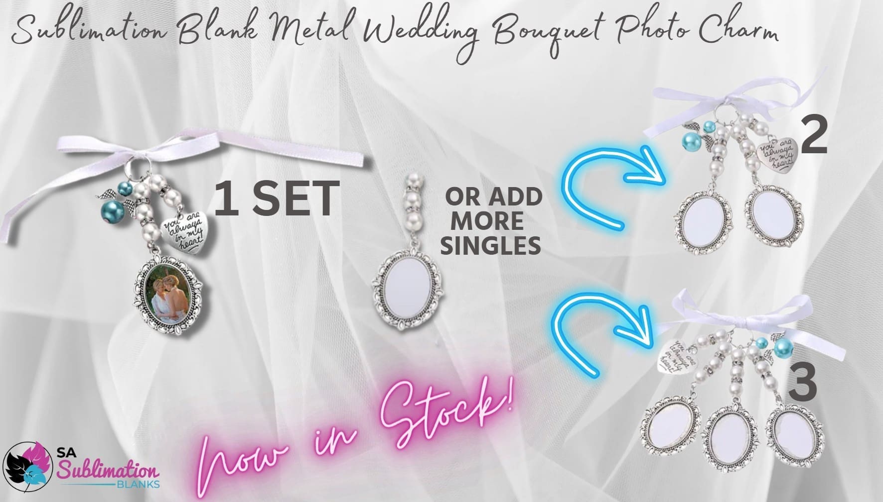 Sublimation Blanks : Wedding Bouquet Photo Charm