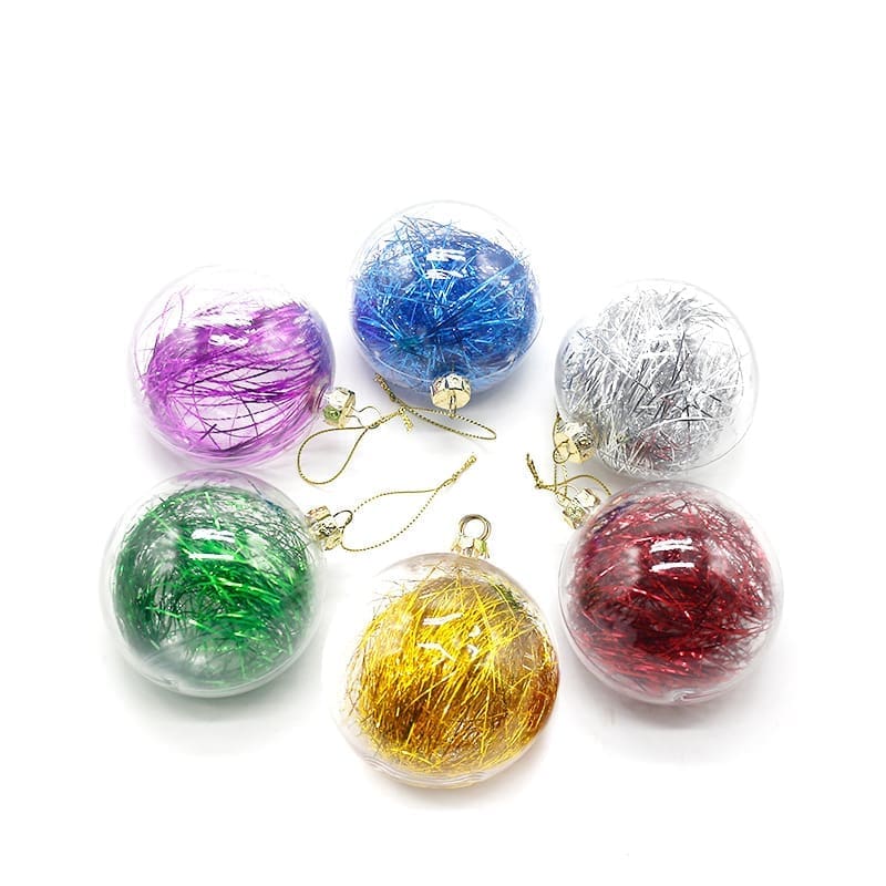 1 Christmas Sublimation : 8cm Transparent Tinsel Baubles