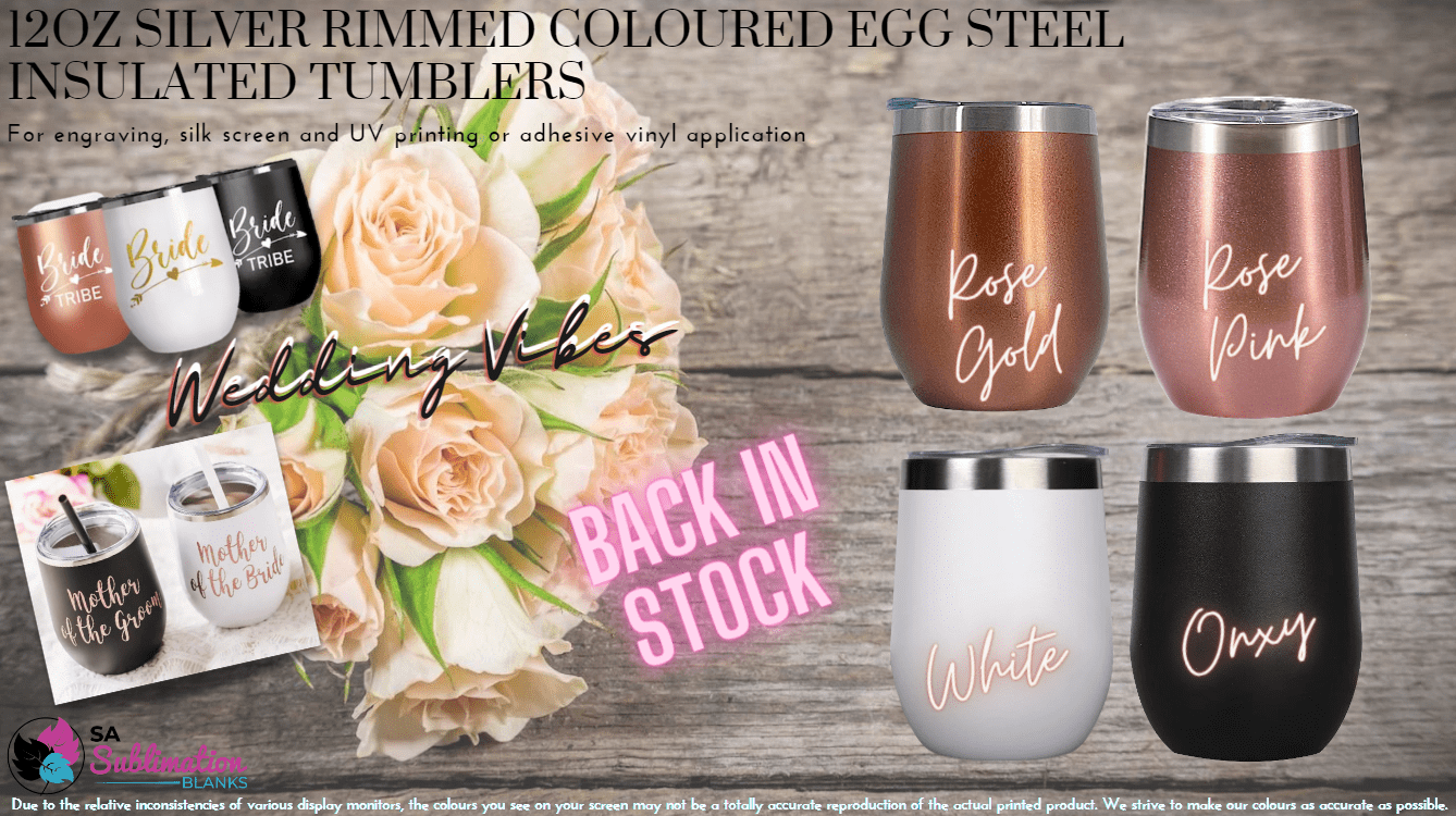 12ozWineAd Engraving/Vinyl Blanks : 12oz Silver Rimmed Powder Coated Tumblers