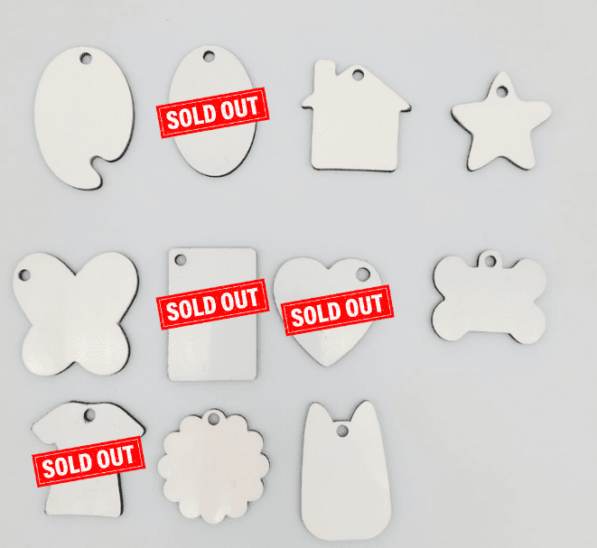 MDFendofrange2 Sublimation Blanks : Various Shaped MDF Keyrings (end of range)