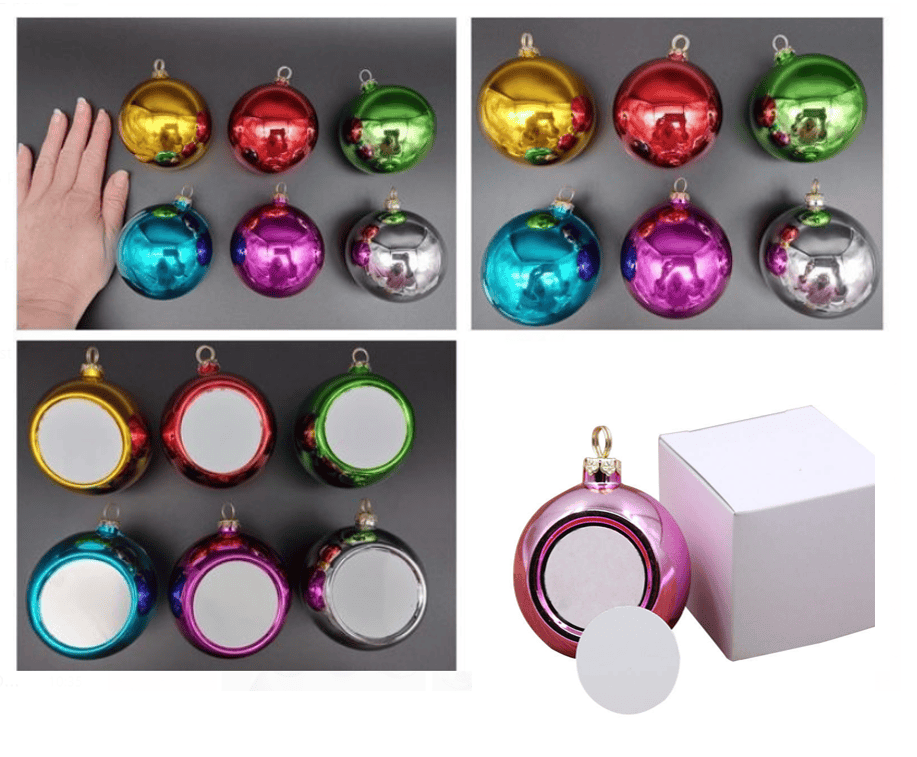 SolidShiny_Baubles2 Christmas Sublimation : 8cm Glossy Solid Baubles