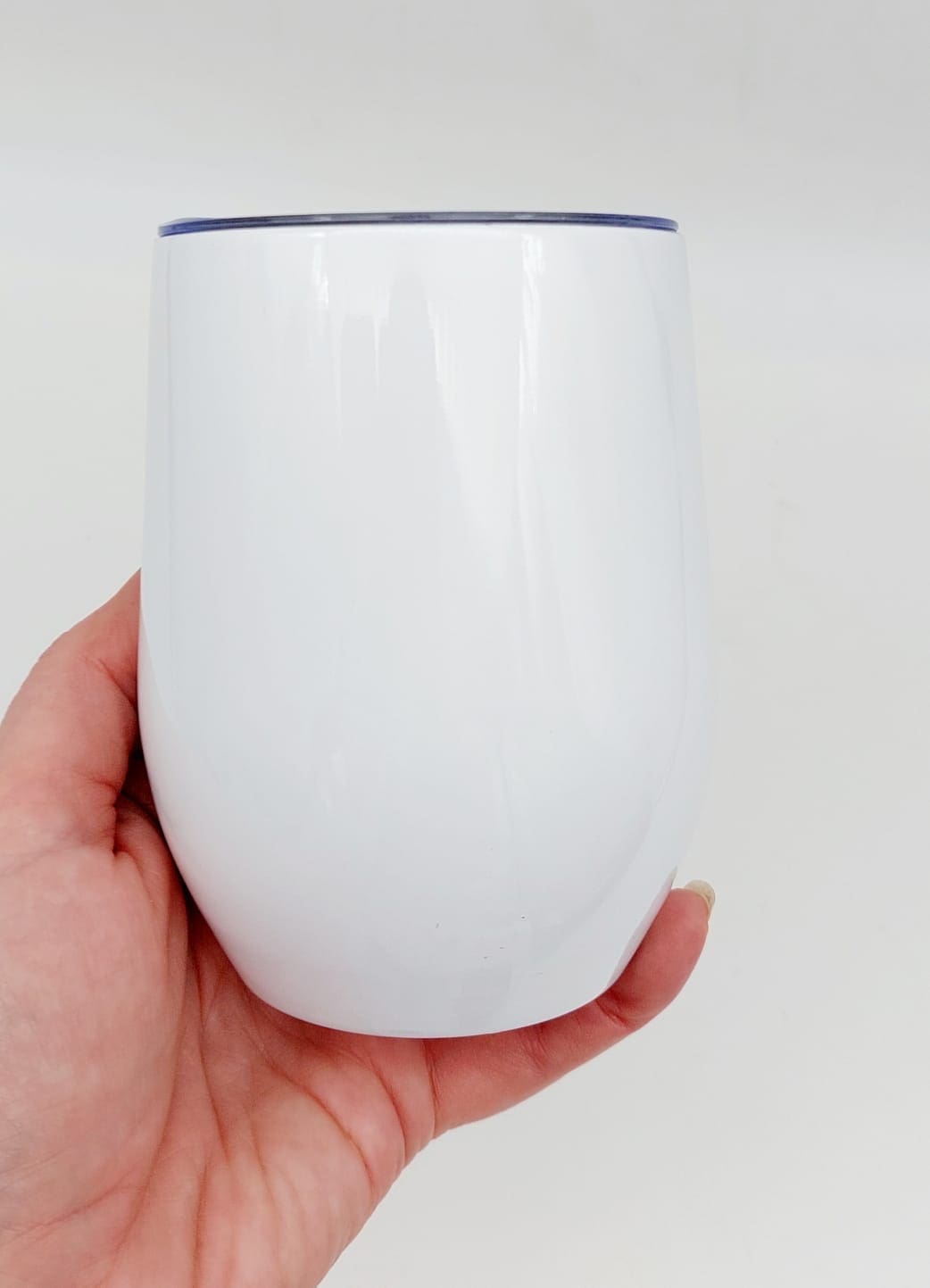 Sublimation Blanks : 12oz EGG Wine Tumblers (White & Silver)