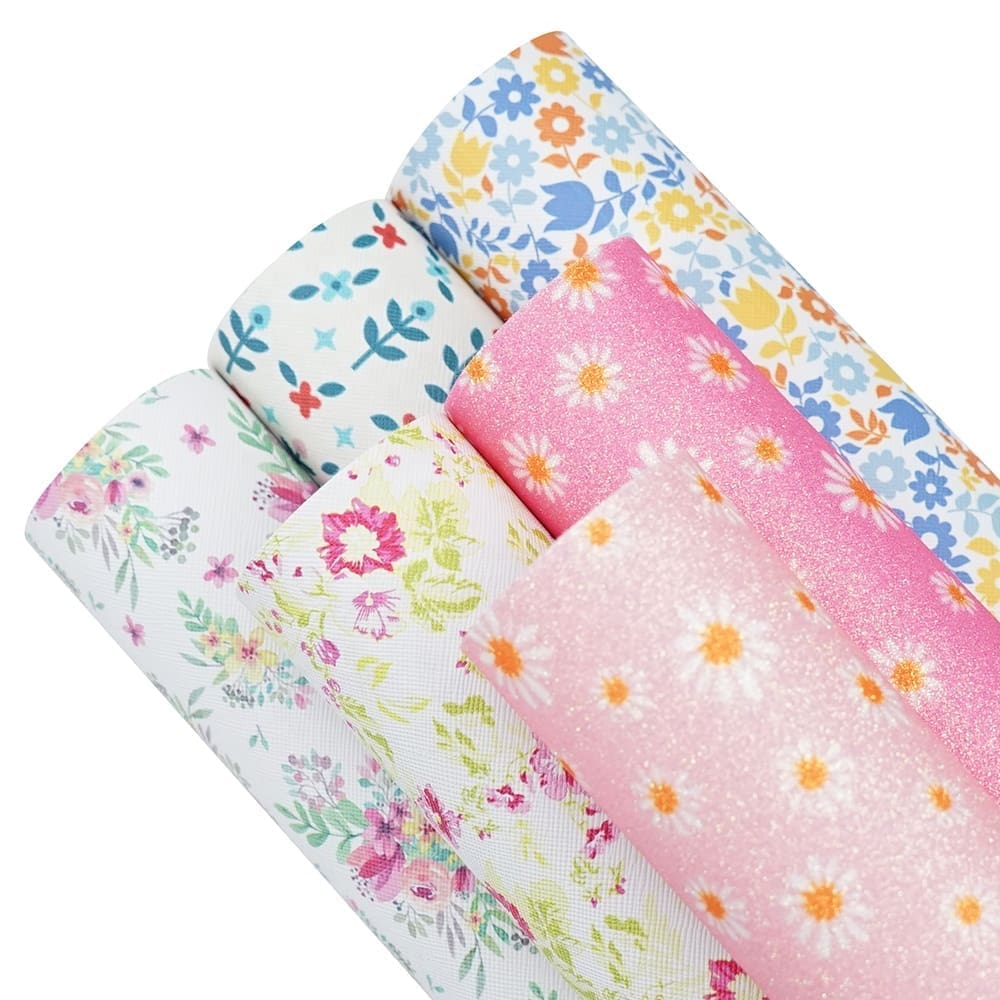 6pc Daisy Power Series Faux Leather : 6 Piece Mixed Floral Series (FL13)
