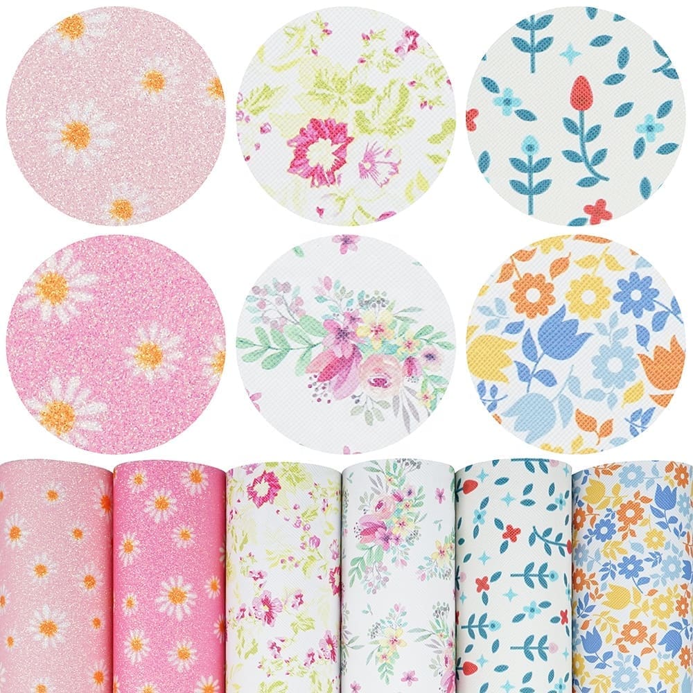 6pc Daisy Power Series5 Faux Leather : 6 Piece Mixed Floral Series (FL13)