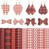 9pc Red Shapped Series3 Faux Leather : 9 Piece Red Tartan Patterned Deluxe (FL25)
