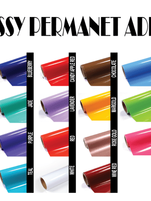Adhesive Vinyl : 12 by 12 inch Permanent Glossy Solid Colours