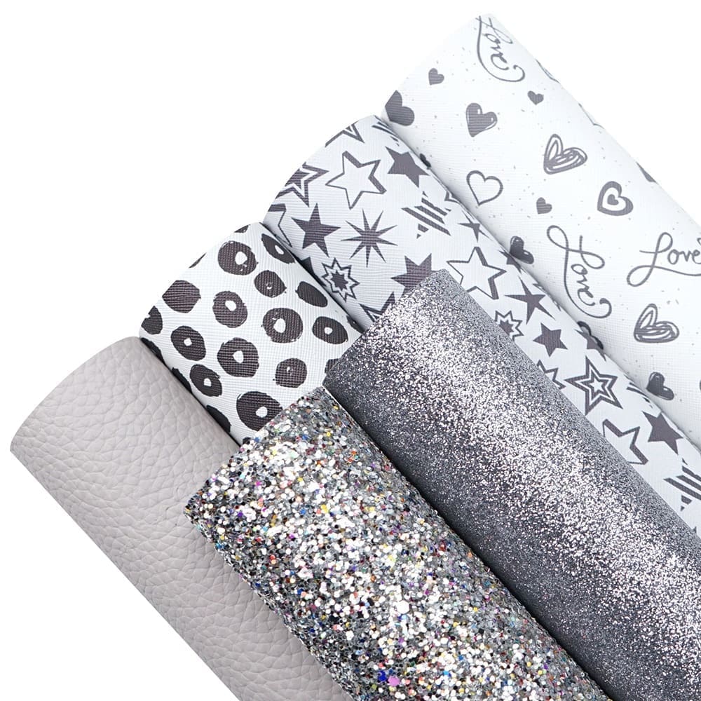 FL47 Faux Leather : 6 Piece Silver & Grey Tones (FL47)