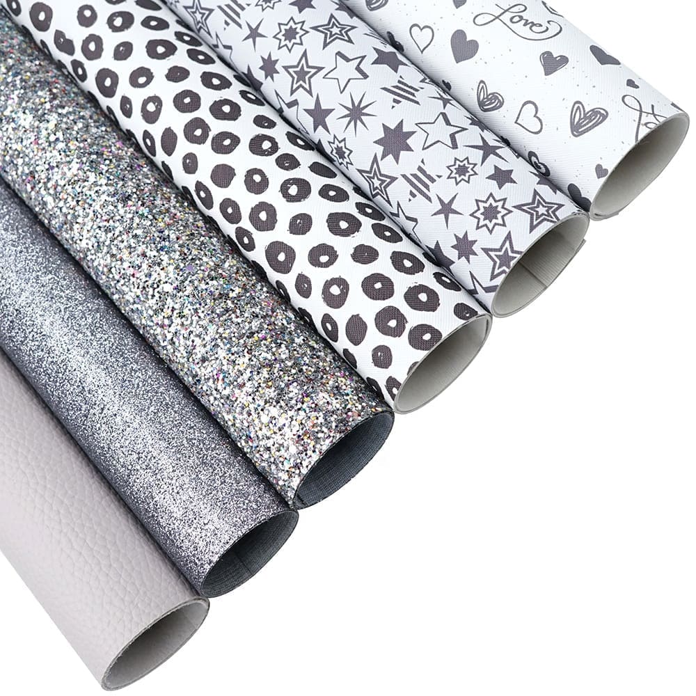 FL47_e Faux Leather : 6 Piece Silver & Grey Tones (FL47)