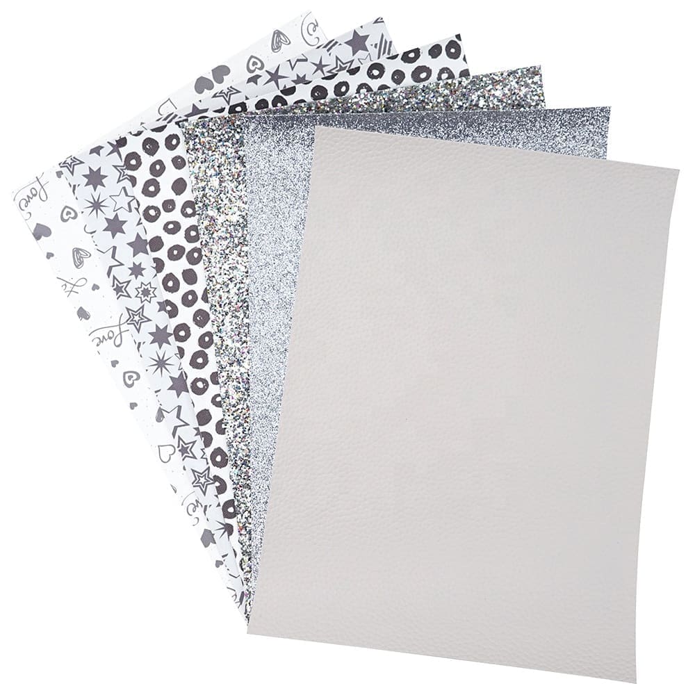 FL47_f Faux Leather : 6 Piece Silver & Grey Tones (FL47)