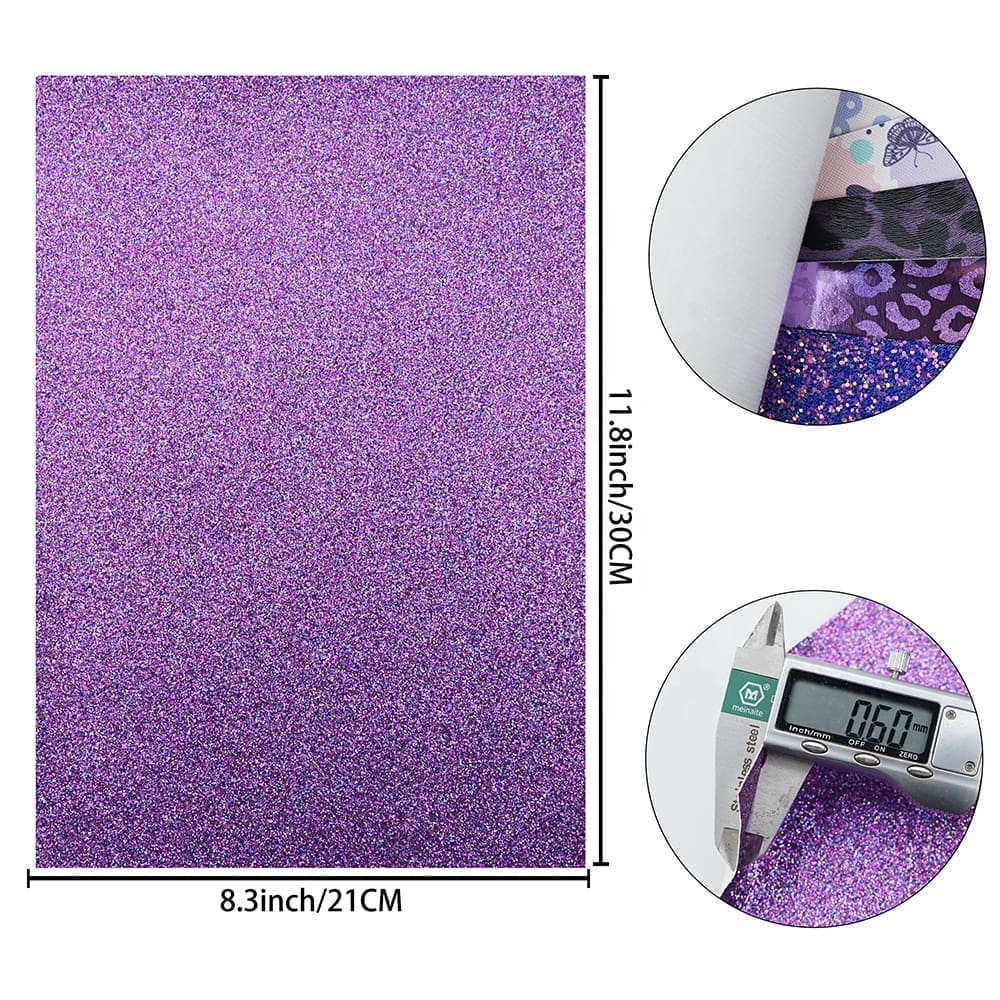 FL48_b Faux Leather : 6 Piece Purple Butterfly & Leopard Mix (FL48)