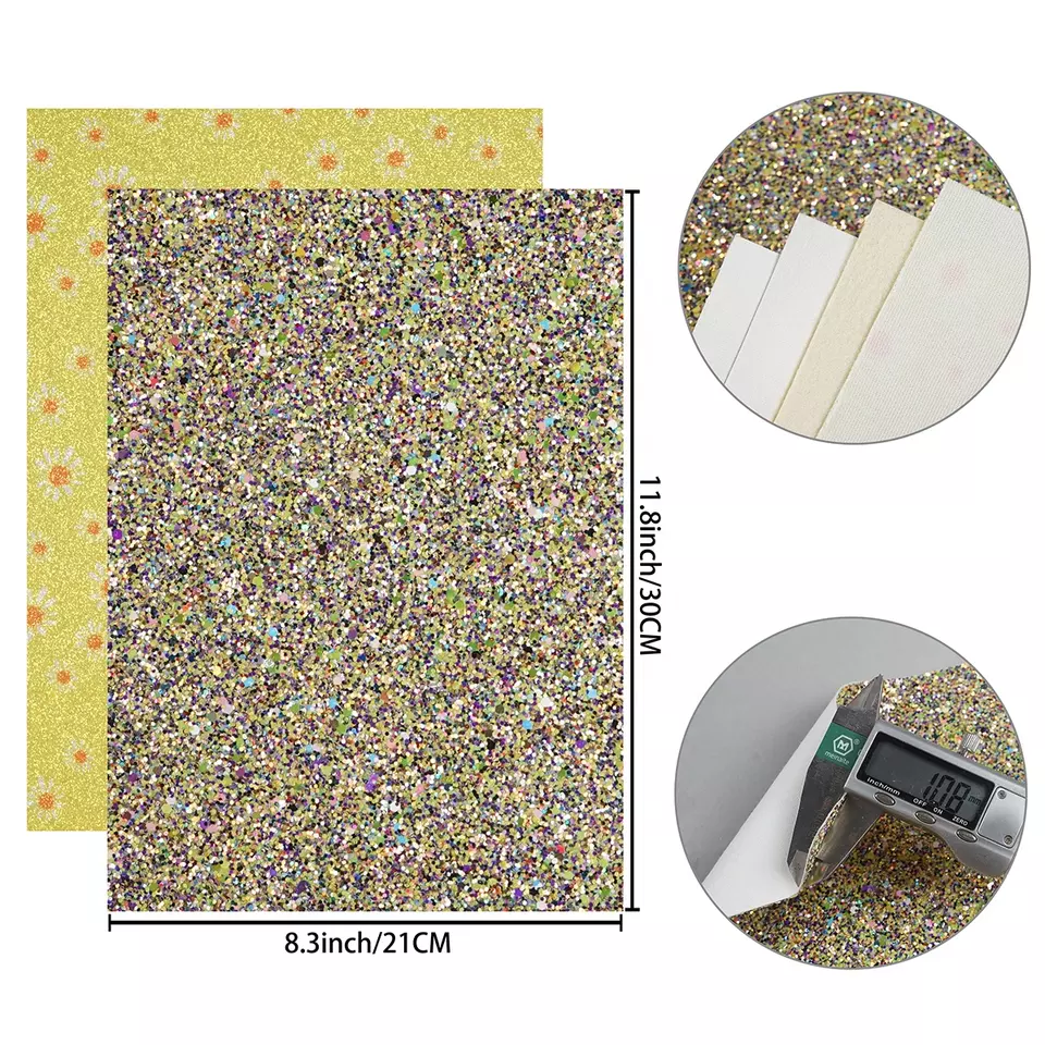 FL57_b Faux Leather : 8 Piece Yellow Butterfly & Daisy Deluxe Mix (FL57)