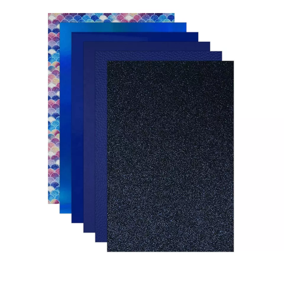 FL58_c Faux Leather : 6 Piece Blue Mermaid Deluxe Mix (FL58)