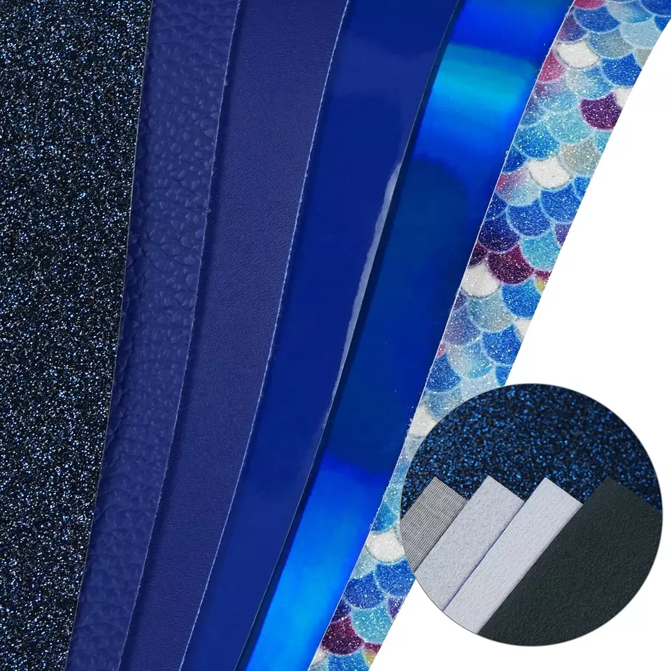 FL58_e Faux Leather : 6 Piece Blue Mermaid Deluxe Mix (FL58)