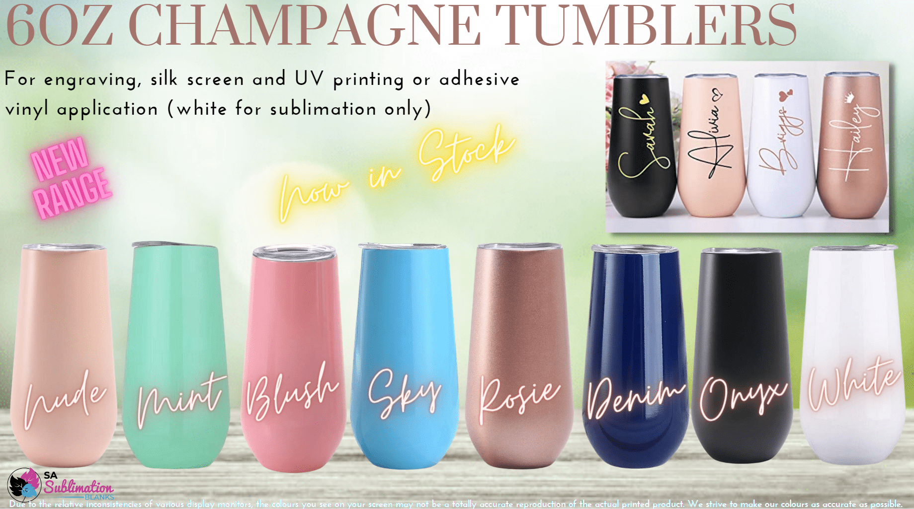 6OZColouredChampPNG 6oz Coloured Champagne Tumblers