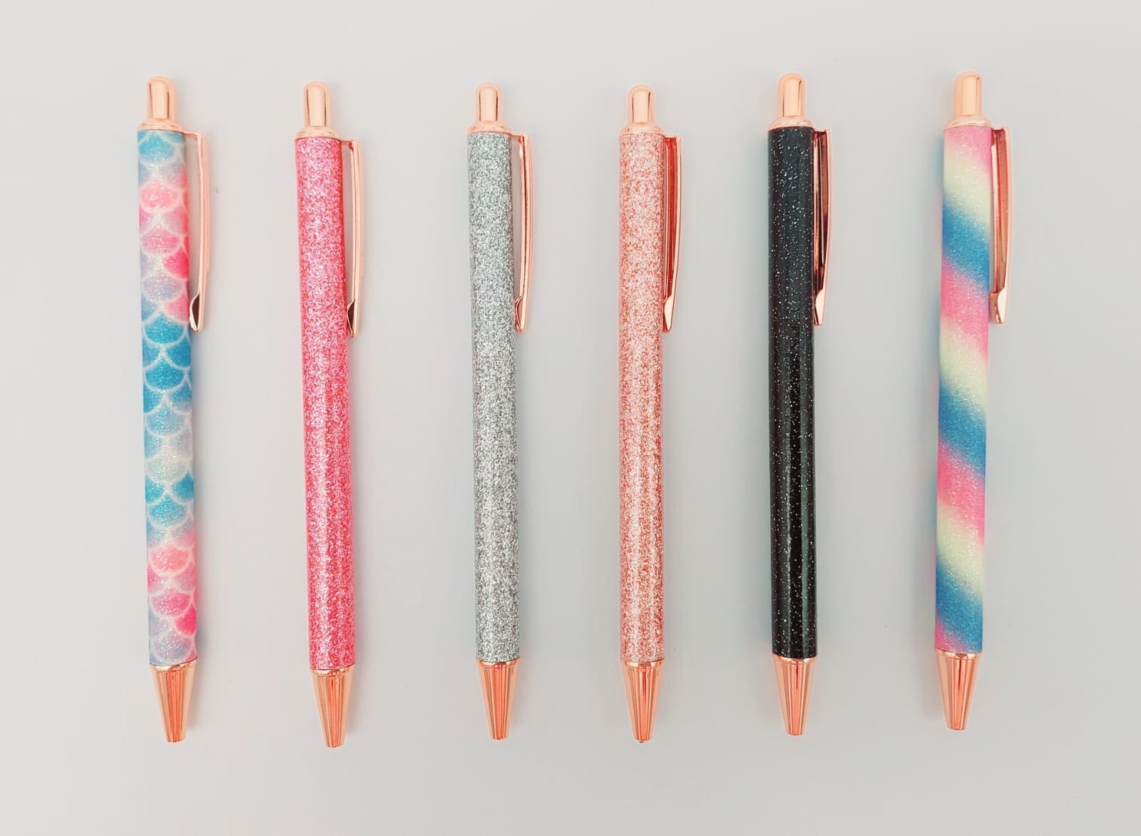 Binder Accessories : Rose Gold Trimmed Glitter Pens