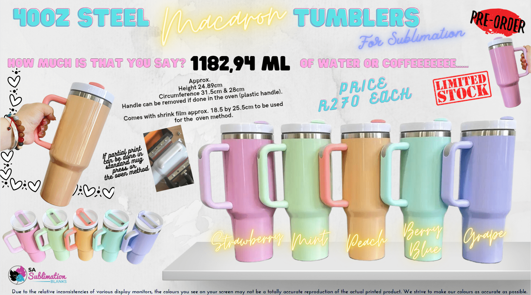 40ozMacaronNewAll Sublimation Blanks : 40oz Macaron Tumblers (Stanley Dupe)
