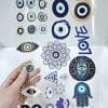 3EvilEyeEE2 3D UV Stickers : A4 Evil Eye Greek Themed Stickers (EE1)