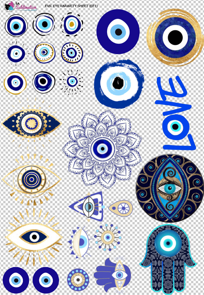 EvilEyeEE1 3D UV Stickers : A4 Evil Eye Greek Themed Stickers (EE1)