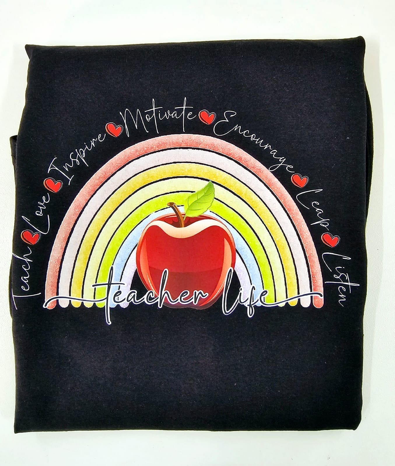Design Corner : Teacher Life Rainbow Apple Design [Available in white & black text options] (SASDESIGN_TEA2)