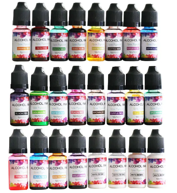 Alchololo Ink3 Resin Supplies : 24color 10ml Alcohol Ink Diffusion Resin Pigment Set