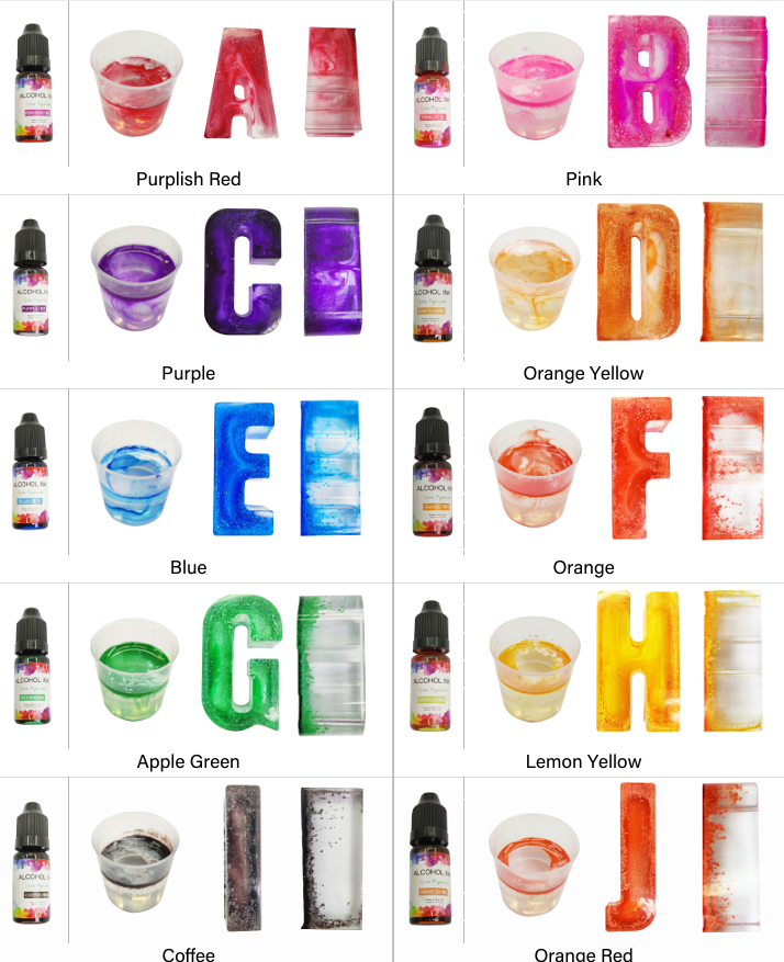 AlcoholoInkRange1 Resin Supplies : 24color 10ml Alcohol Ink Diffusion Resin Pigment Set