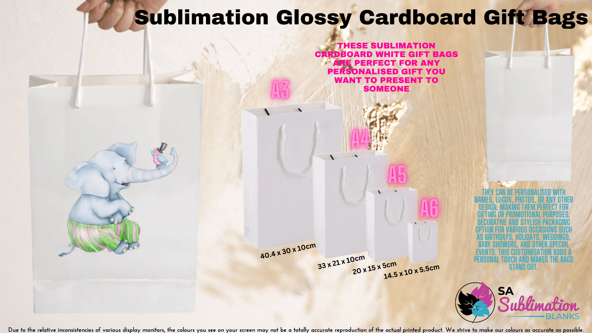 Giftbagads Sublimation Blanks : Sublimation Gift Bags (A6, A5, A4, A3)