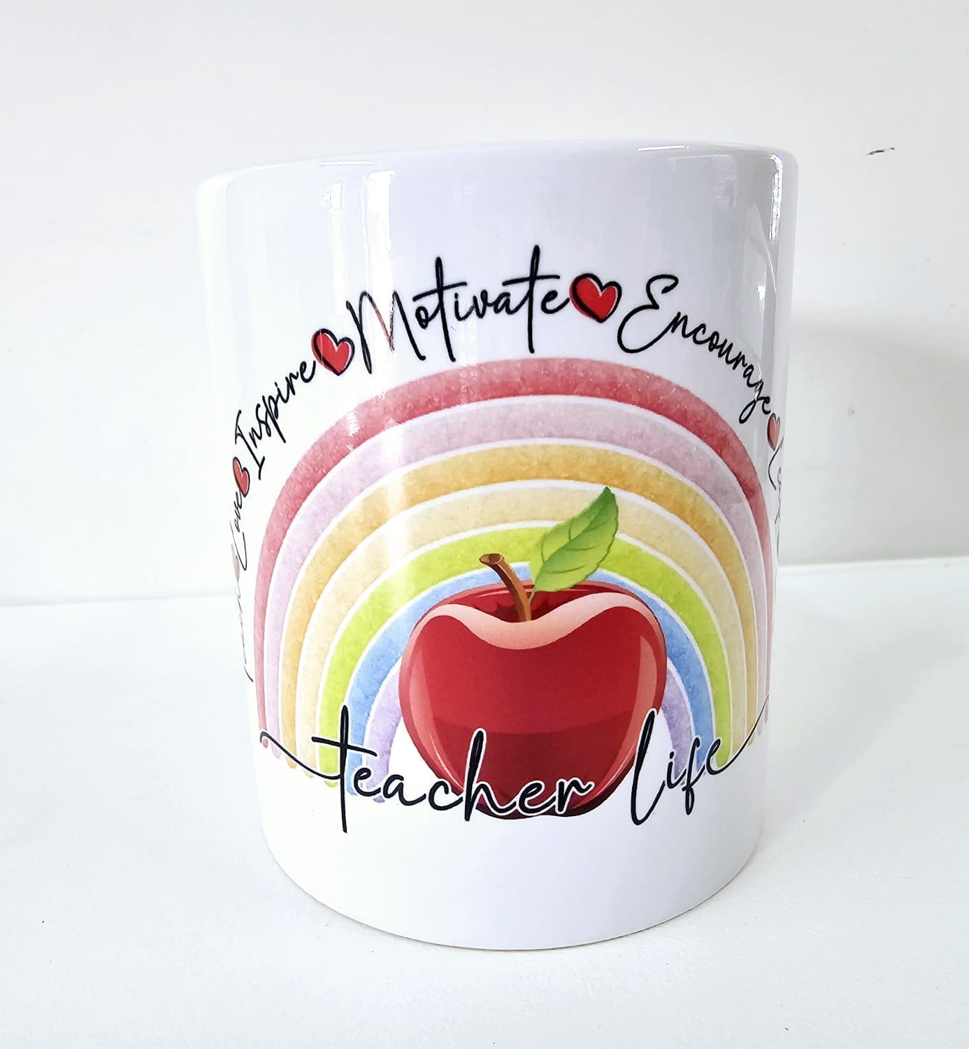 Sublimation Blanks : Sublimation Transfer Teacher Life Rainbow Apple Design for 11oz Mug