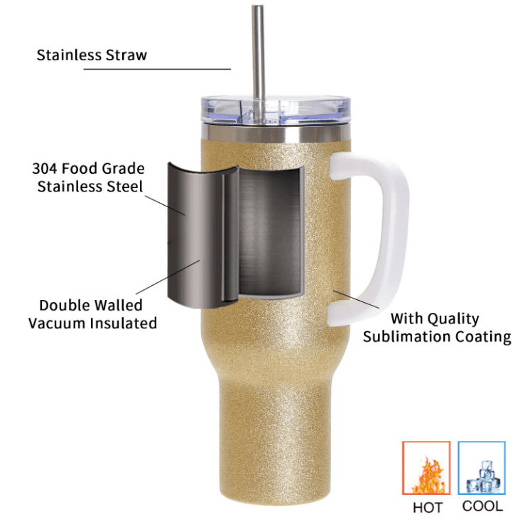 40ozglitter Sublimation Blanks : 40oz Glitter Tumblers (Stanley Dupe)