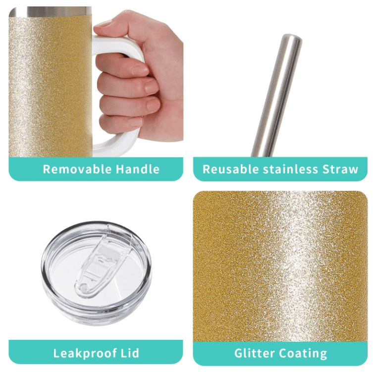 40ozglitter2 Sublimation Blanks : 40oz Glitter Tumblers (Stanley Dupe)