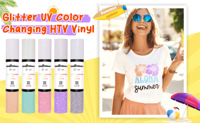 Teckwrap : UV Glitter Colour Changing HTV Range (30 by 30cm)