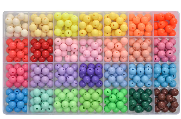 Jewelry : 28 Colour 8mm Round Acrylic Beads (#3)