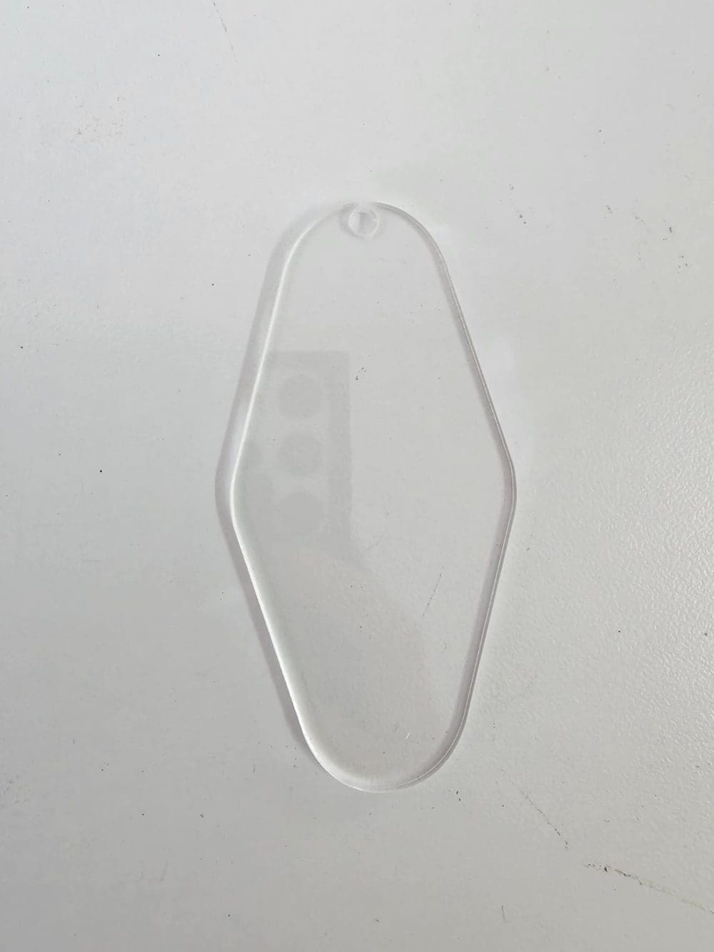 MotelKeychain Laser Acrylic Shapes : CLEAR Motel Keychain + 30mm Silver Split Keyring (1.5, 2, 3 & 5mm)
