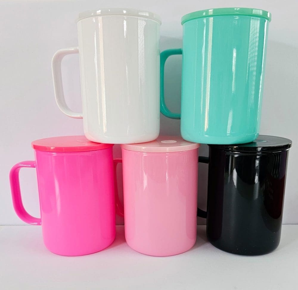 17oz All Sublimation Blanks : 17oz Glass Mug With Handle & Plastic Lid