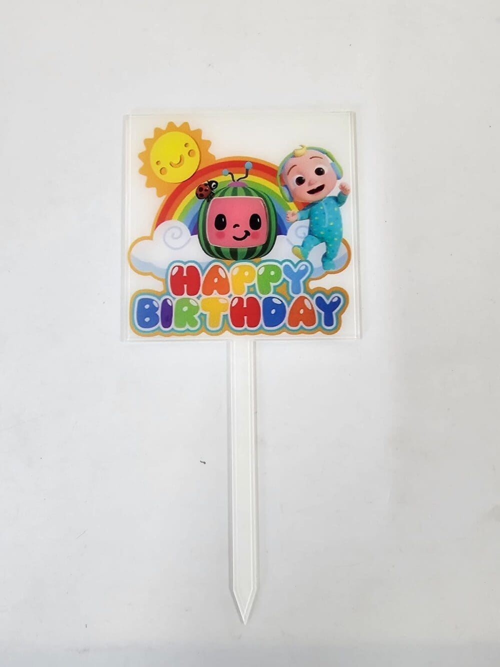 Cocomelon Direct Print 3D UV Prints : Direct UV Print to CLEAR Square Cake Toppers (8, 10, 12, 15, 18, 20cm)