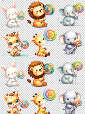 UVSticker_CuteLolipop 3D UV Stickers : A4 Cute Lolipop Animals (LOLI1)