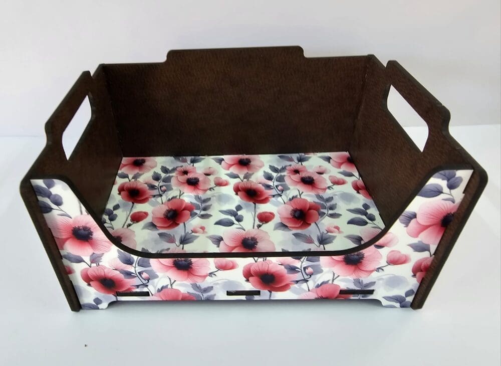 MDF Floral Stackable box 6 Laser Sublimation Blanks : Super Glossy 3mm Sublimation Stackable Box (Single & Double Sided)