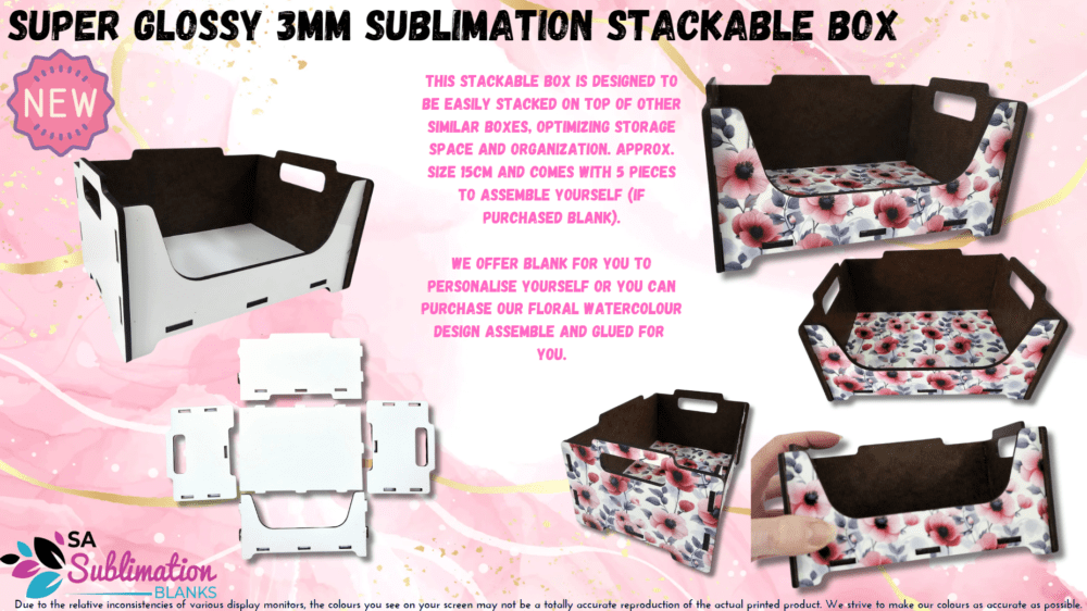 Stackable15cmBox Laser Sublimation Blanks : Super Glossy 3mm Sublimation Stackable Box (Single & Double Sided)