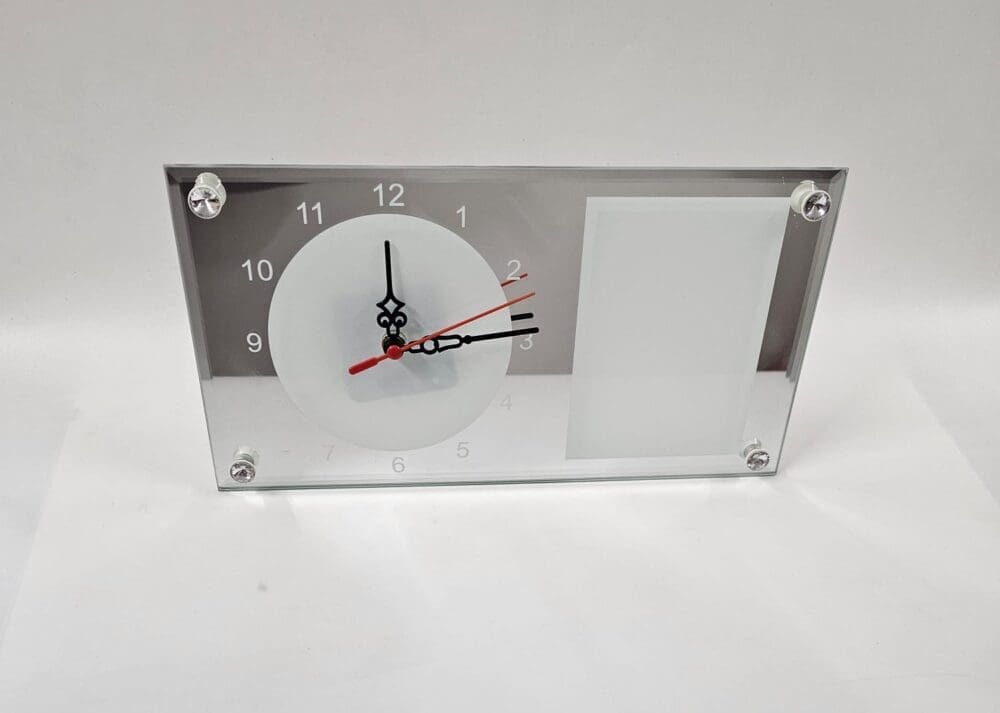 Glass Photo Frame Clock Front Sublimation Blanks : Rectangular Mirror Glass Clocks For Sublimation (Includes a Photo Frame)