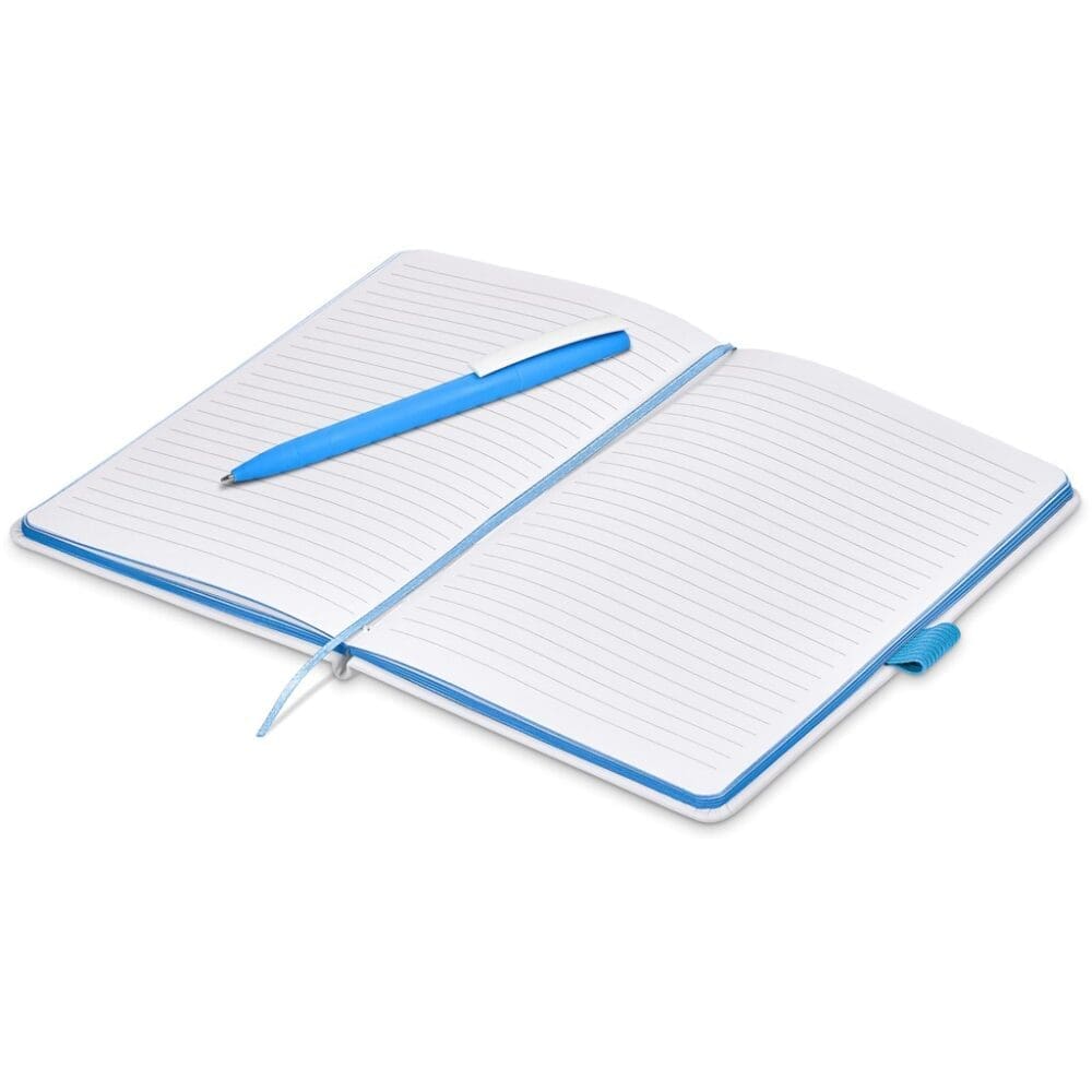 Stationery : A5 Blank Coloured Trim White Notebooks with Pen & Clear Zipper bag [GF-AM-1104]