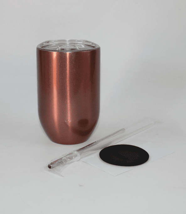 Sublimation Blanks : 12oz ROSE GOLD STRAIGHT (Gin) Wine Tumbler