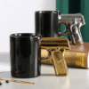MugGunHandle Novelty Mugs : Pistol Gun Cup Ceramic Coffee Mug With Handle (Silver or Gold)