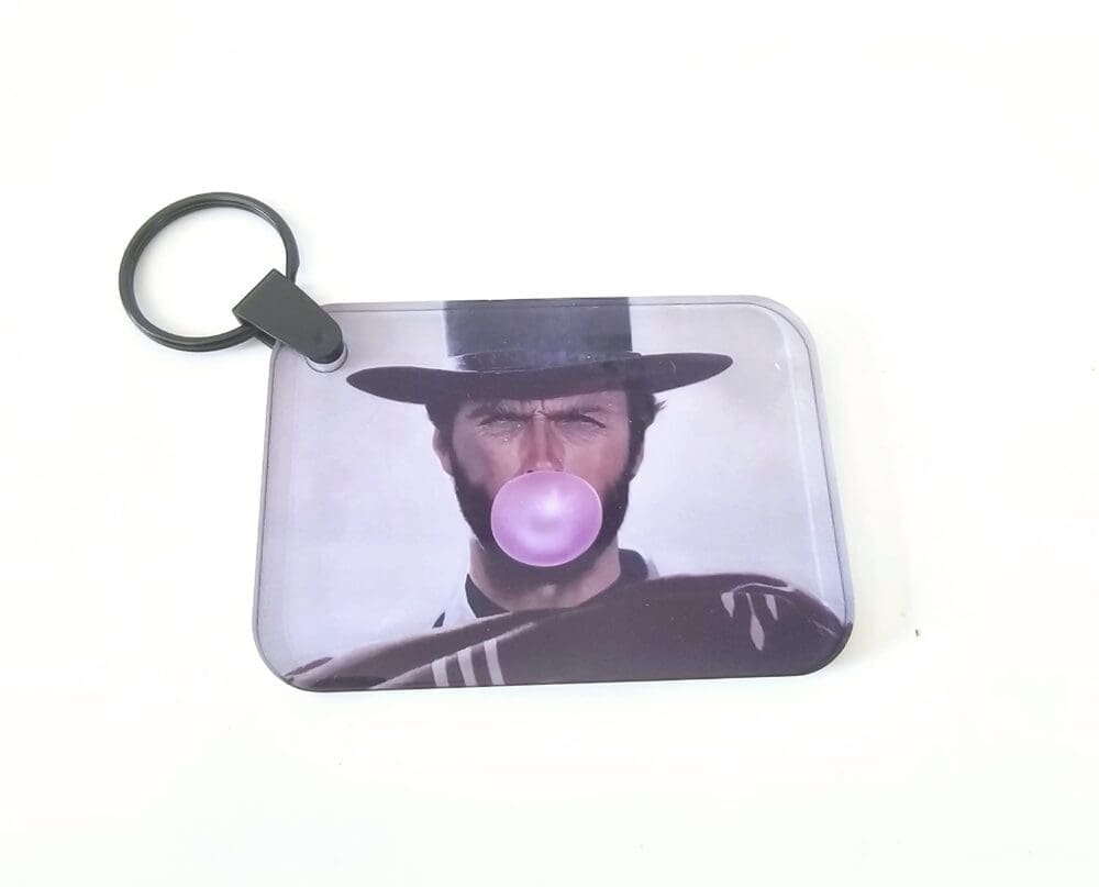 Subli Rect Keychain2 Laser Sublimation Blanks : 3 or 4mm RECTANGLE, 7.3 by 5cm Portrait or Landscape Subli-Acrylic, Disc + with split keyring & clip