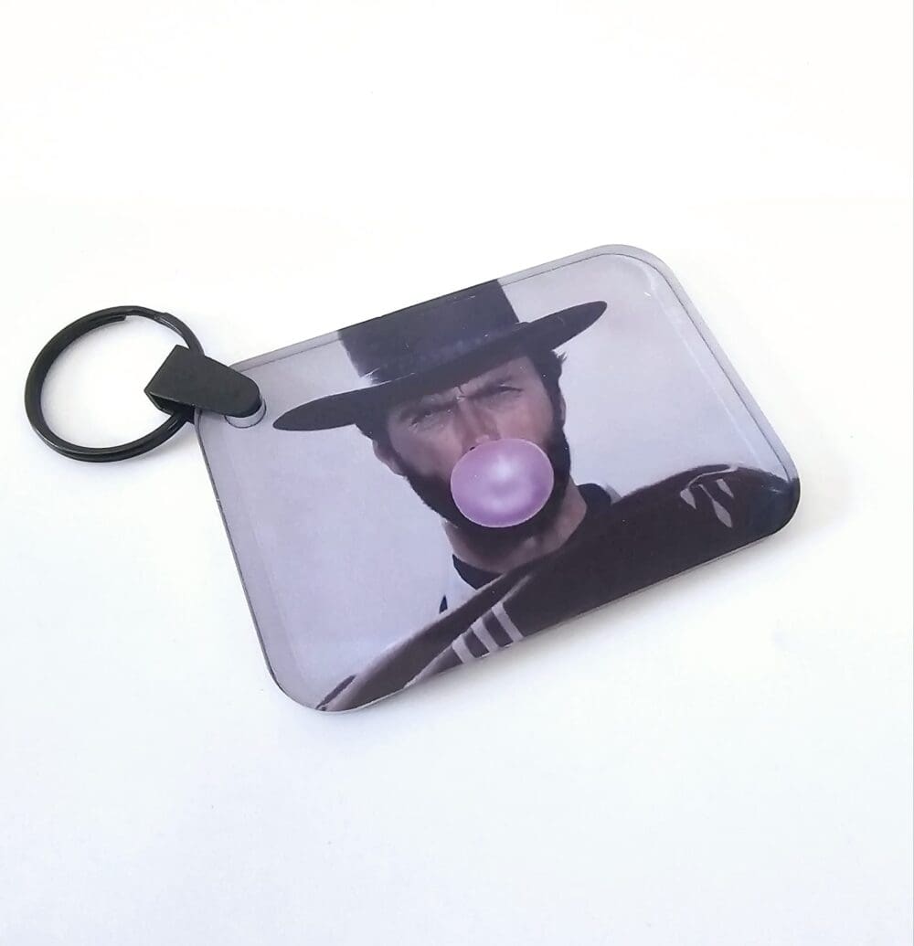 Subli Rect Keychain5 Laser Sublimation Blanks : 3 or 4mm RECTANGLE, 7.3 by 5cm Portrait or Landscape Subli-Acrylic, Disc + with split keyring & clip