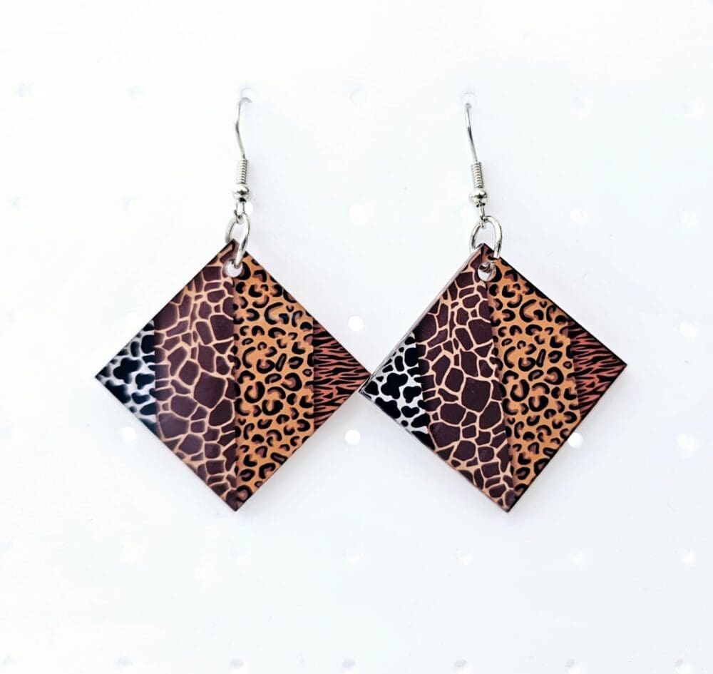 Square Angled EARR8b Laser Sublimation Blanks : (EARR8) 3mm Blank Subli Acrylic Square Angled Earrings + attachments