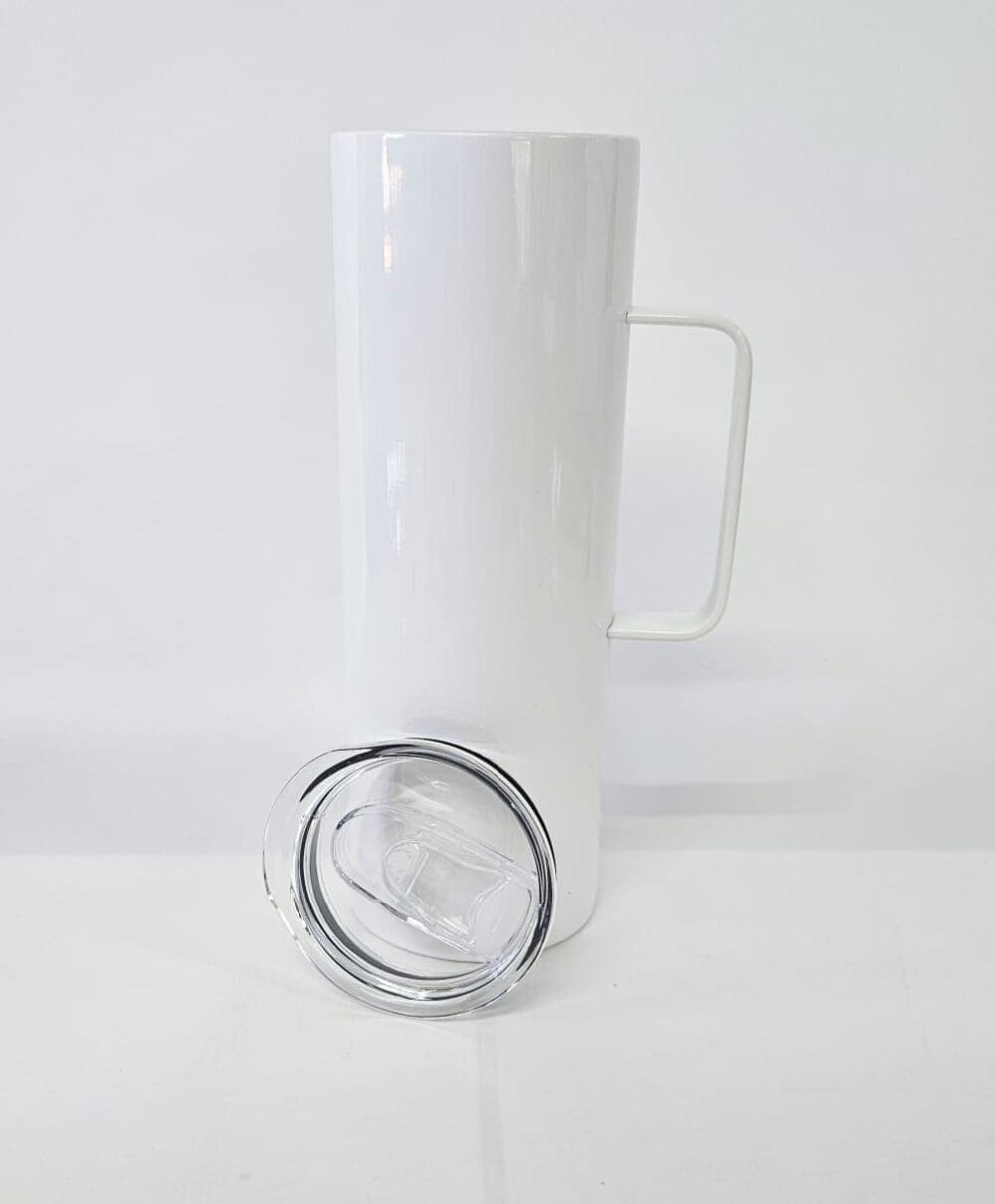 20oz white With handle ld in front Sublimation Blanks : 20oz White Tumbler (With Handle) (TTX)